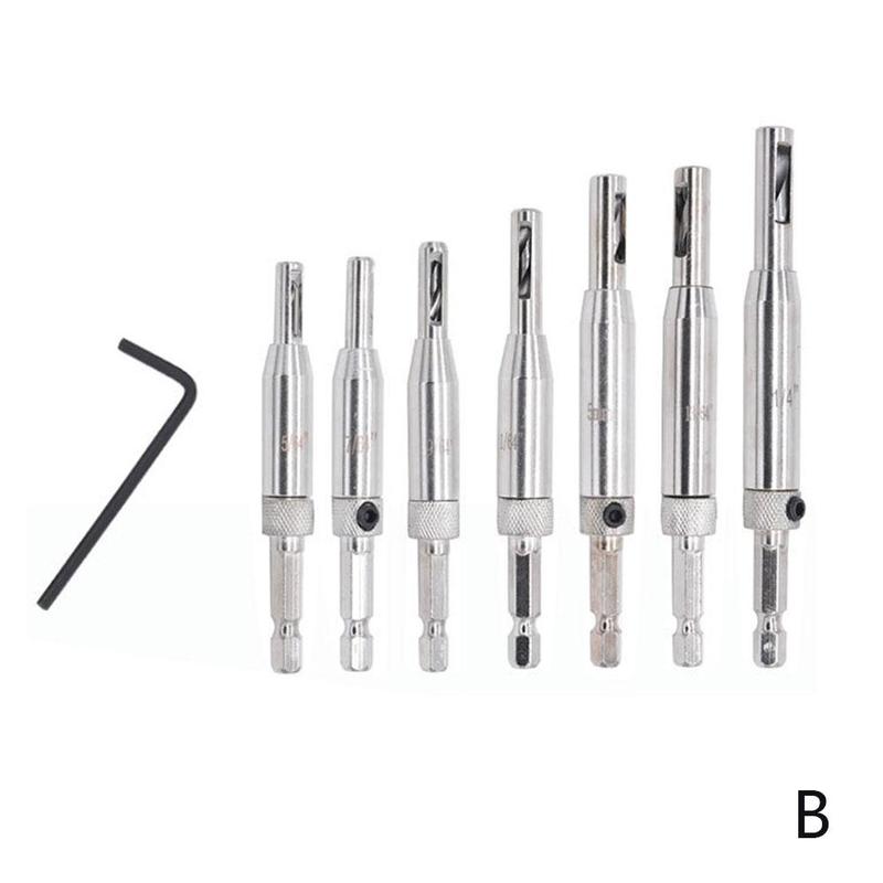 4/7/8pcs hss auto centering hinge drill bits set door cabinet center drill: B