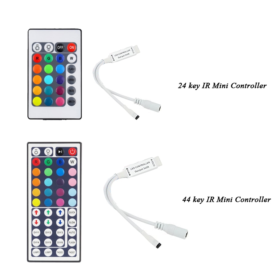 Led Controller 44 Keys 24 Keys LED IR RF RGB Controller LED Lights Controller RF Remote Dimmer DC12V For RGB 3528 5050 LED Strip