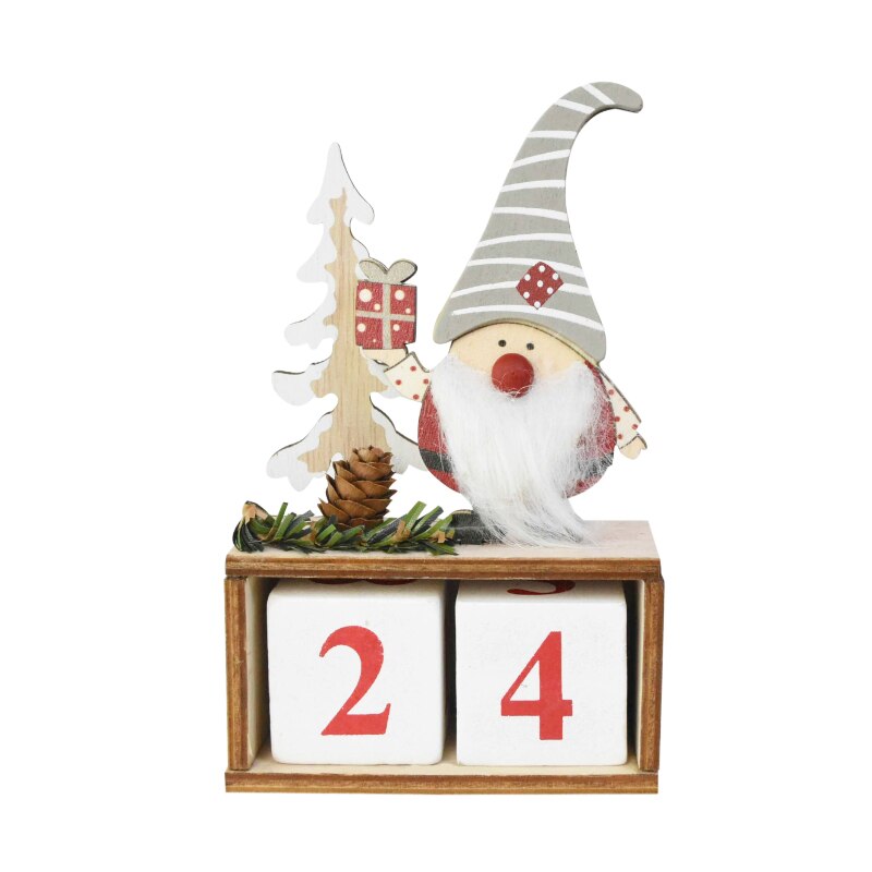 Jul träkalender jultomten bordsprydnad adventskalenderår jul heminredning navidad: B01