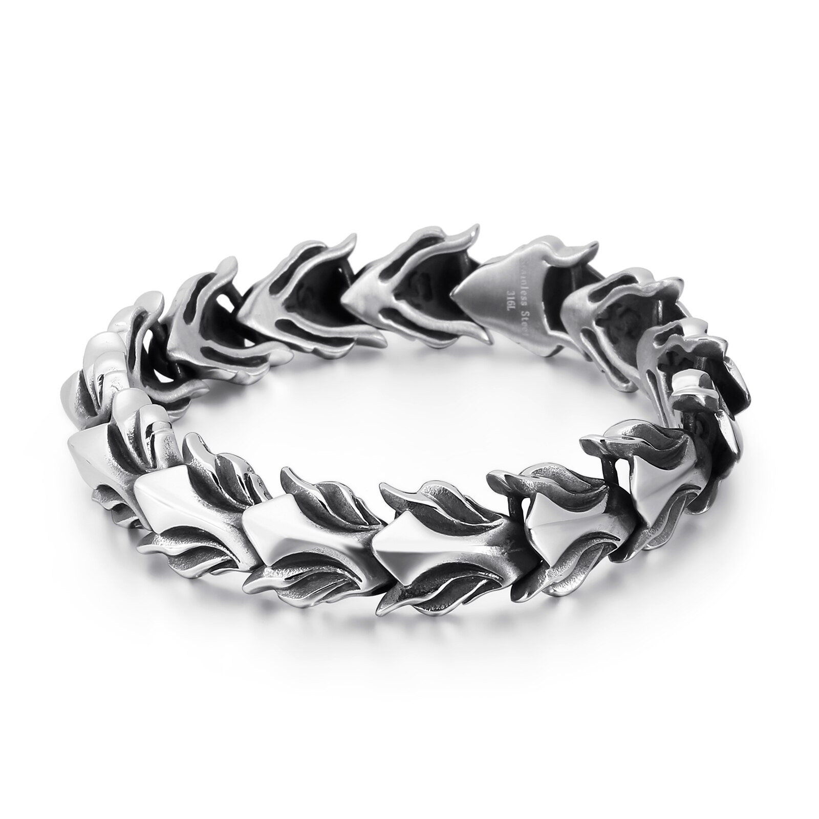 HaoYi – Bracelet Vintage en acier inoxydable pour hommes, chaîne à maillons, accessoires de bijouterie Fine, à la: KB118446-BDJX / 19.5cm