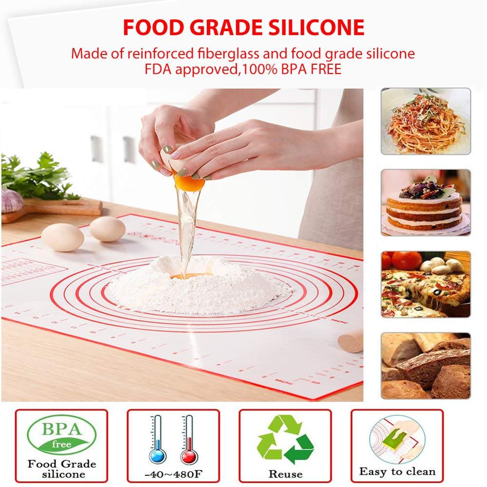 Silikon bakmatta 60*40cm non stick kakabakmatta med mätning pizza fondant rullande deg bakeware tillbehör mycket