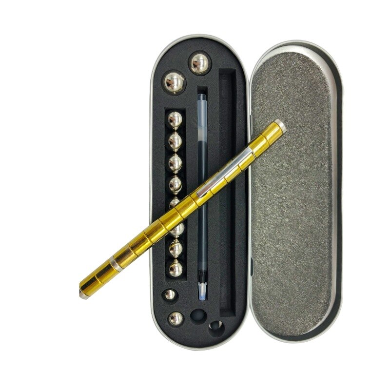 Bbsky magnetische pen metalen variëteit magneet magnetische waterdichte condensator cool play variabele decompressie pen  c338: Goud