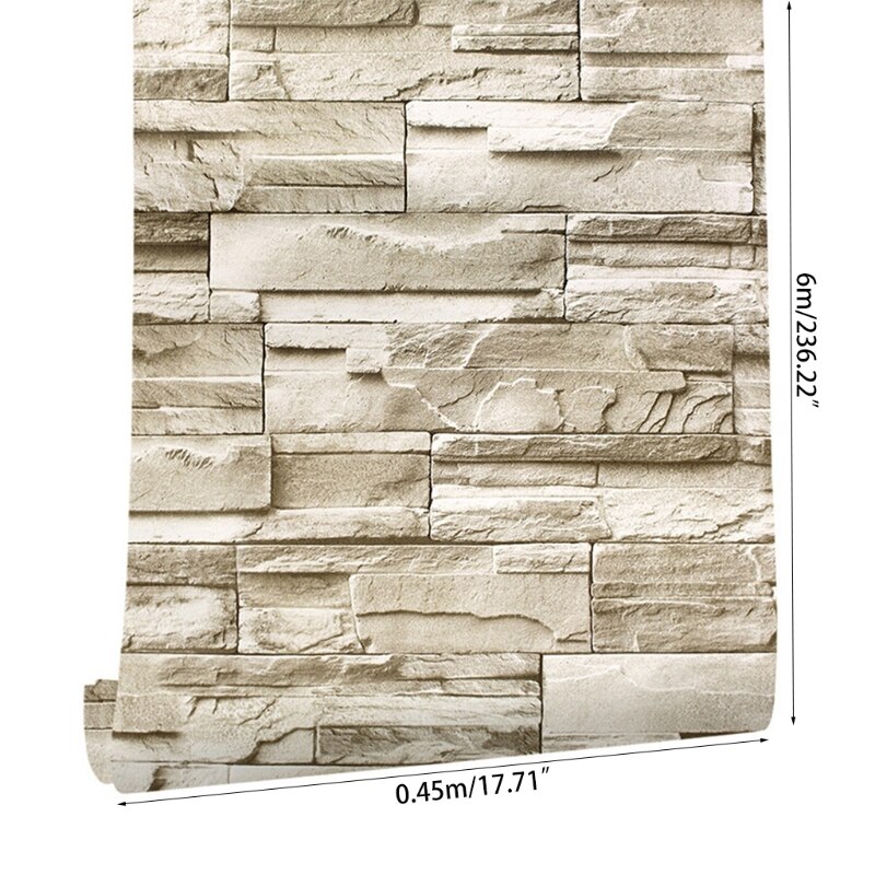 Rock Wallpaper-Stacked Stone Wallpaper-Faux Brick Wallpaper, Stone Self-Adhesive