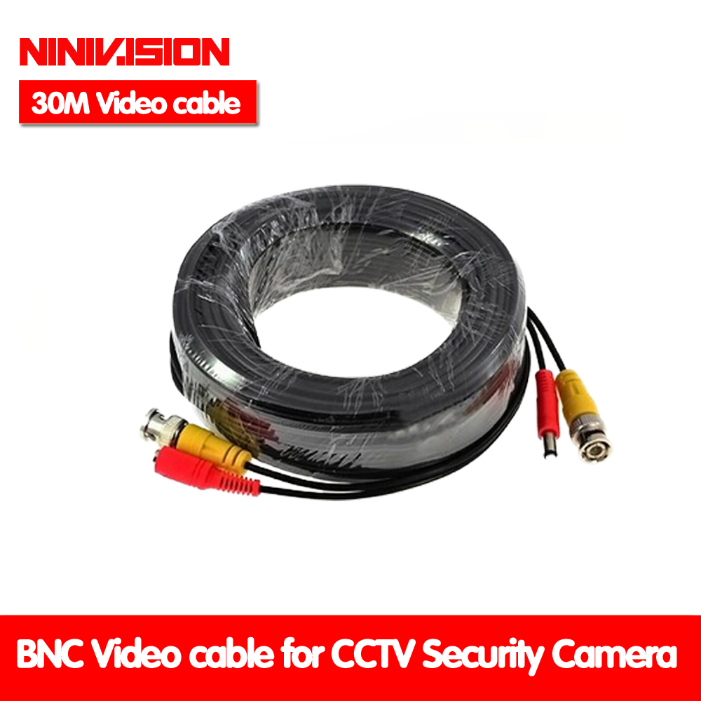 NINIVISION 100FT 30M BNC Video Voedingskabel voor CCTV DVR Camera, BNC 30M Power video Plug and Play Kabel voor CCTV camera