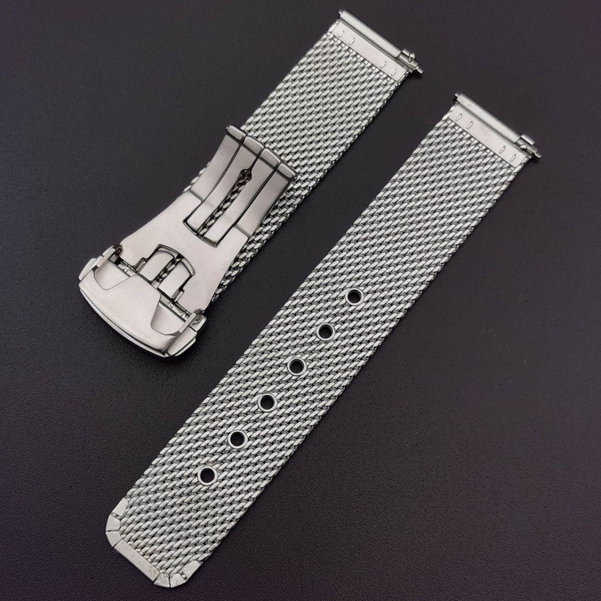 Bracelet de montre milanais en maille pour montre Omega Seamaster 007, métal haut de gamme en acier inoxydable avec fermoir pliant papillon 20mm 22mm