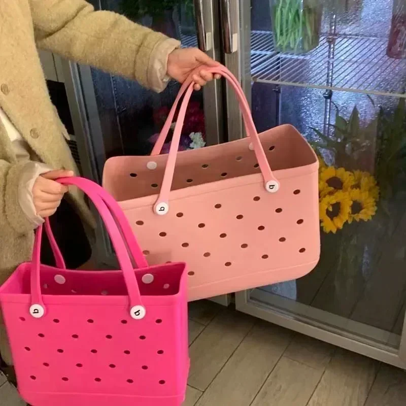 XL extra große Strandtasche aus EVA-Gummi, wasserdicht, für Strand, Reisen, Picknick, Aufbewahrungskorb, Damen-Einkaufshandtasche, Sack Gelee-Einkaufstasche