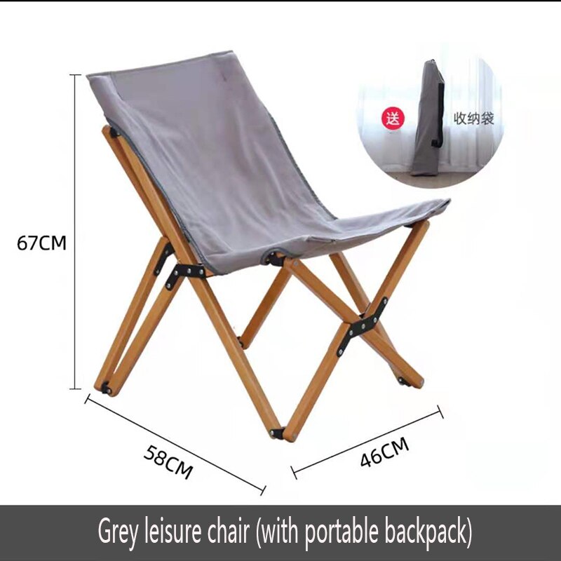 Opvouwbare Camping Stoel Liggende Strand Vissen Picknick Stoelen Reizen Meubels Ligstoelen Voor Tuin Massief Houten Portablecamper Stoel: grey