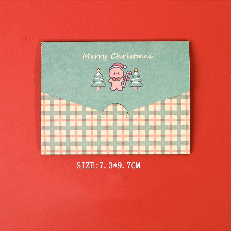 6pcs Christmas series greeting card blessing envelope diy folding message Santa Bunny Elk Gingerbread Man Girl Snowman: gingerbread Man