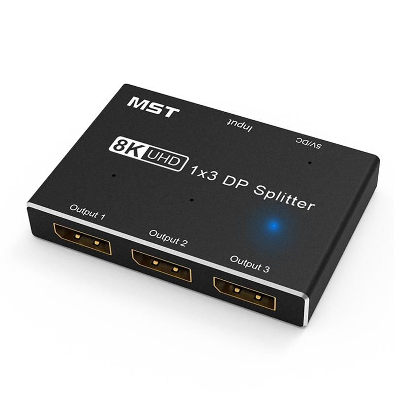 Displayport 8K 1X3 Dp Splitter 8k 60Hz 4k120hzz Mst Sst Hub Multi Monitor Splitter Met Uitgebreide Weergave En Spiegel Modus