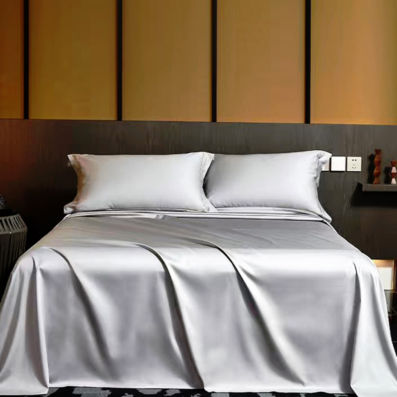Summer Luxury Satin Silk-like Bed Sheet Set (Flat Sheet + Fitted Sheet + Pillowcase) Solid Color Mattress Cover Twin Full Queen
