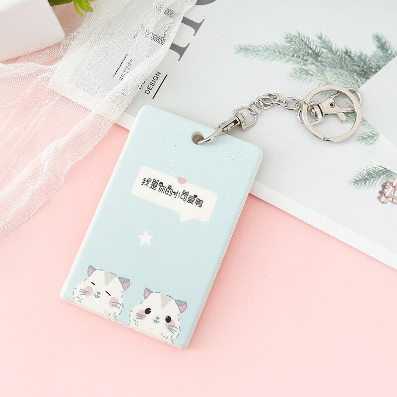 Cute Cartoon ID Bus Card Pass Holder Keyring Key Chain Case Wallet Pouch Business Credit Card Holder Identity Badge Card Cover: 17