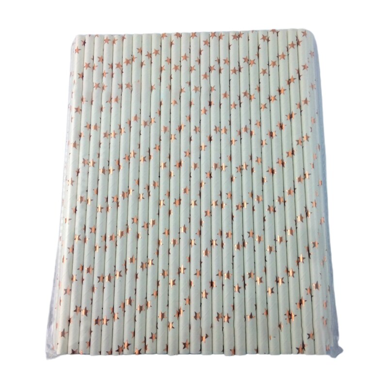 100 Pcs Party Papier Rietjes Streep Dots Sterren Wegwerp Papier Rietjes Voor Feestartikelen Verjaardag Bruiloft Biologisch Afbreekbaar: F