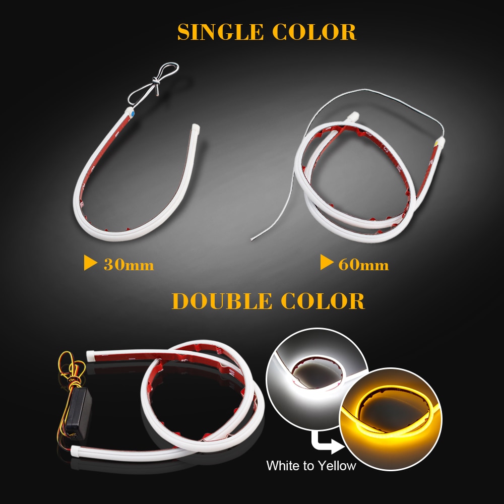 AOTOINK 2 pièces Flexible DRL LED lumière de jour Tube souple Guide Angle yeux LED bande Auto lampe pour voiture phare assemblage EJ
