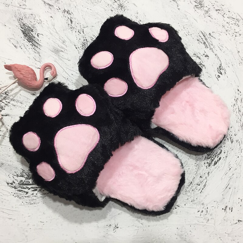 Cartoon Pink Cat Claw Slippers Plush Warm Kawaii Slippers Home Slippers Girl Flat Shoes Non-slip Mop Slippers Cat Claw Slippers: Style 3 / 36