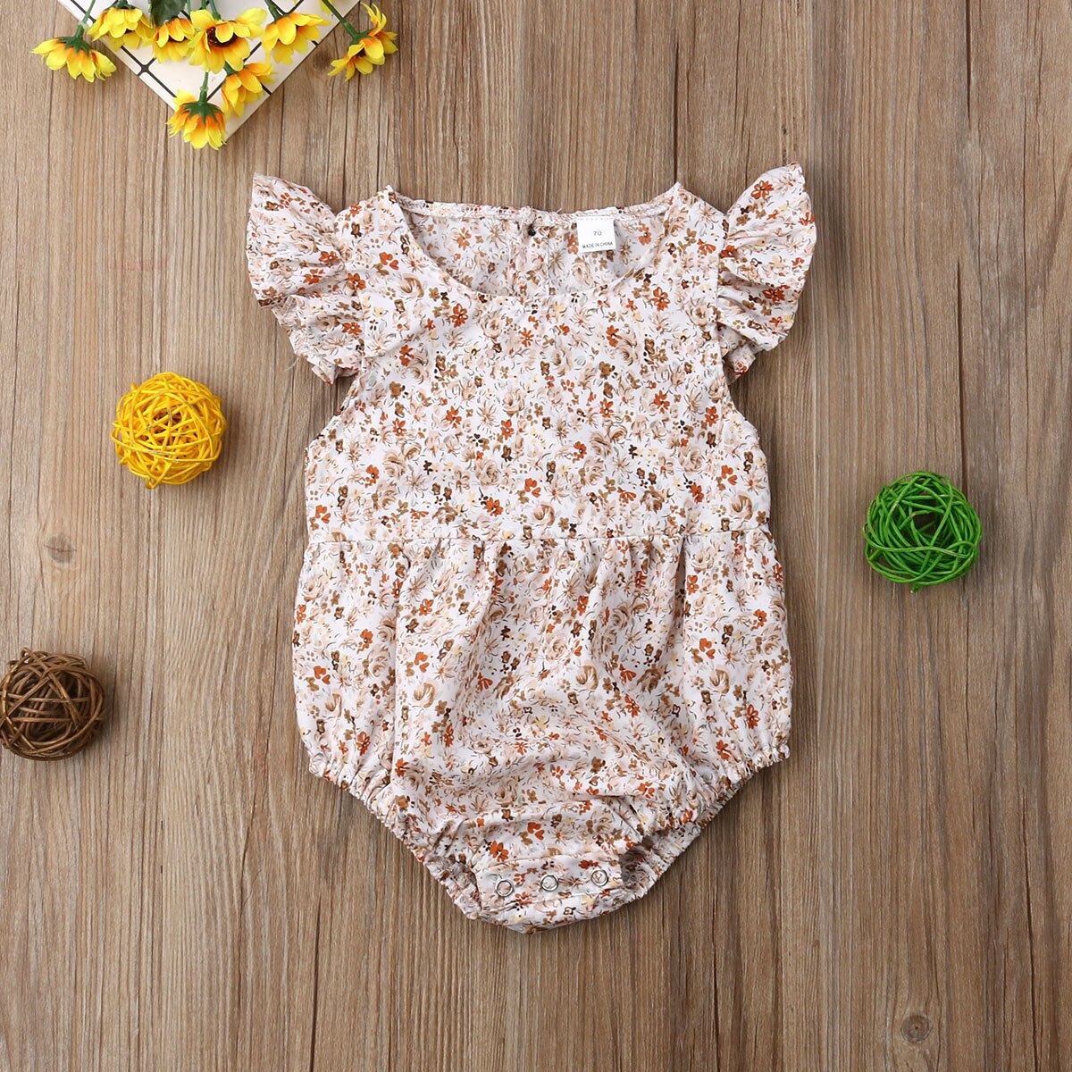 Nyfødte baby pige søster matchende blomster tøj flæser ærme blomster print 2-8y søde kjole  or 0-24m romper