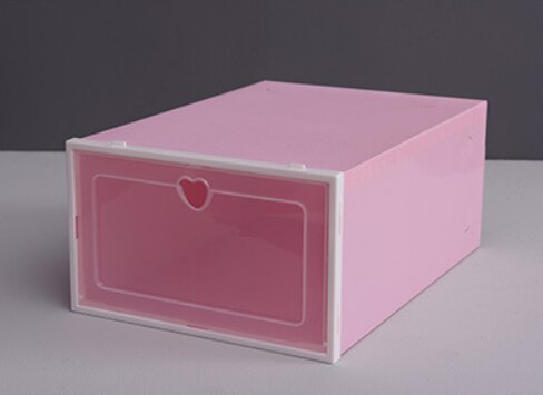 1pc flip skolåda förtjockad genomskinlig skohylla dammtät hopfällbar stapelbar skoorganisator förvaring skoskåp displaylåda: Rosa / Män (33 x 23 x 14cm)