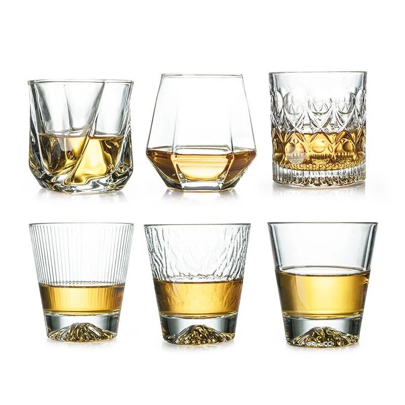 6PCS/SET Square Crystal Whiskey Glass Cup For the Home Bar Beer Water and Party Hotel Wedding Glasses Drinkware