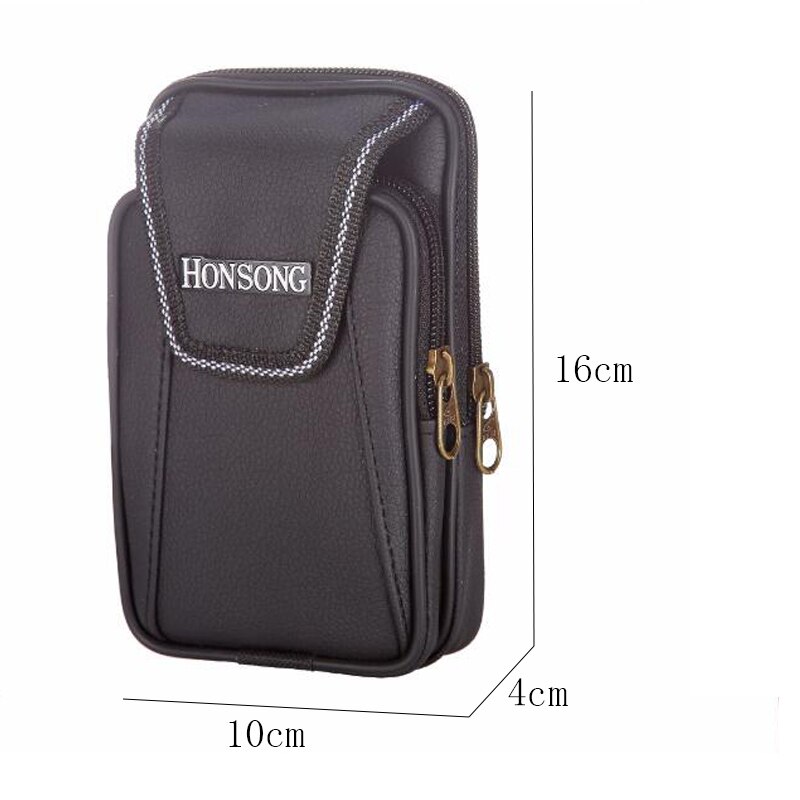 men's vertical mobile phone bag double zipper wear belt purse soft leather men's wallet assurance