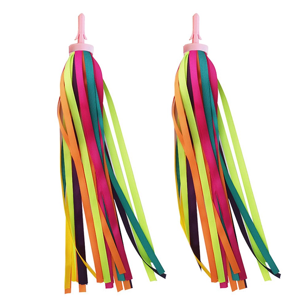 1 Pair Kid Rainbow Bike Streamers for Girls Boys Children&#39;s Tassel Scooters Ribbons Bike Handlebar Streamers Ribbons