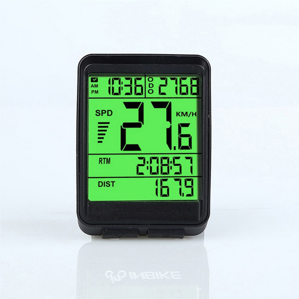 INBIKE 2.1inch Bike Wireless Computer Waterproof MTB Bicycle Speedometer Odometer Cycling Stopwatch Bike LCD Backlight Computer: Green light