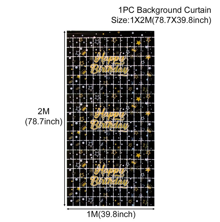 Zwarte Goud Achtergrond Gordijn Sequin Happy Birthday Baby Shower Muur Achtergrond Verjaardag Folie Glitter Gordijn: 1
