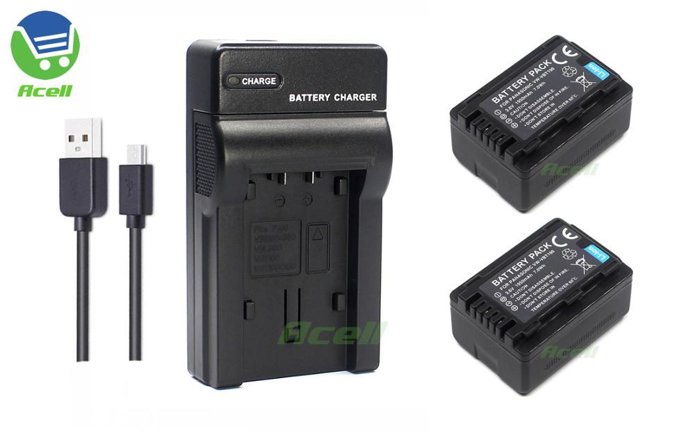 VW-VBT190 VW-VBY100 Batterij voor Panasonic HC-V110 V130 V160 V180 V210 V230 V250 V260 V380 V510 V520 V530 V550 V710 Camcorder: 2Battery 1Charger