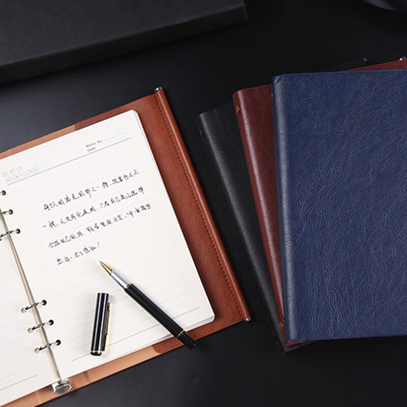 A5 Loose-leaf Notebook School Supplies High PU Notebook Planner Notepad Meeting Record Book Business Office Book