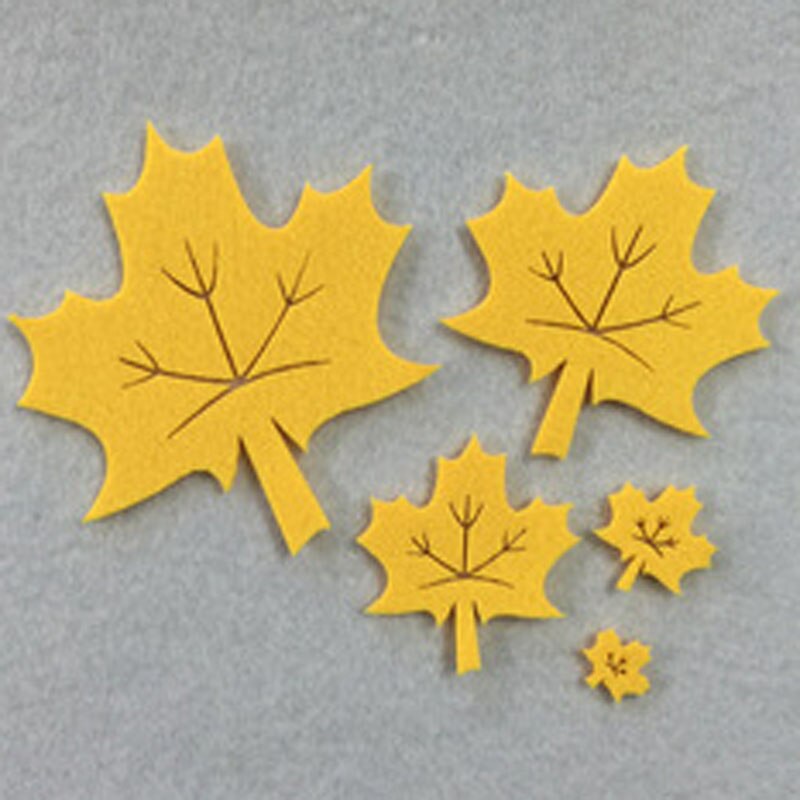 20pcs 4 sizes Maple Leaf DIY Decorative kindergarten leafs kids garden Patch applique leaves handmade non-woven handcraft Felt: 20pcs Yellow Only