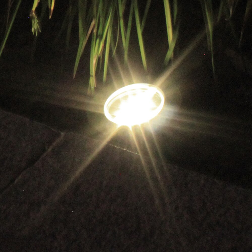 3LED Deck Lights Waterproof Solar Buried Lamp Aluminum Casting Lawn Lamps for Outdoor Garden Pathway Decor Underground Spotlight: Warm White