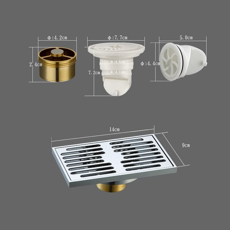 1 pc 9*14 cm Europese Messing Afgewerkt Grote Verplaatsing Badkamer Balkon Deodorant Afvoerputje