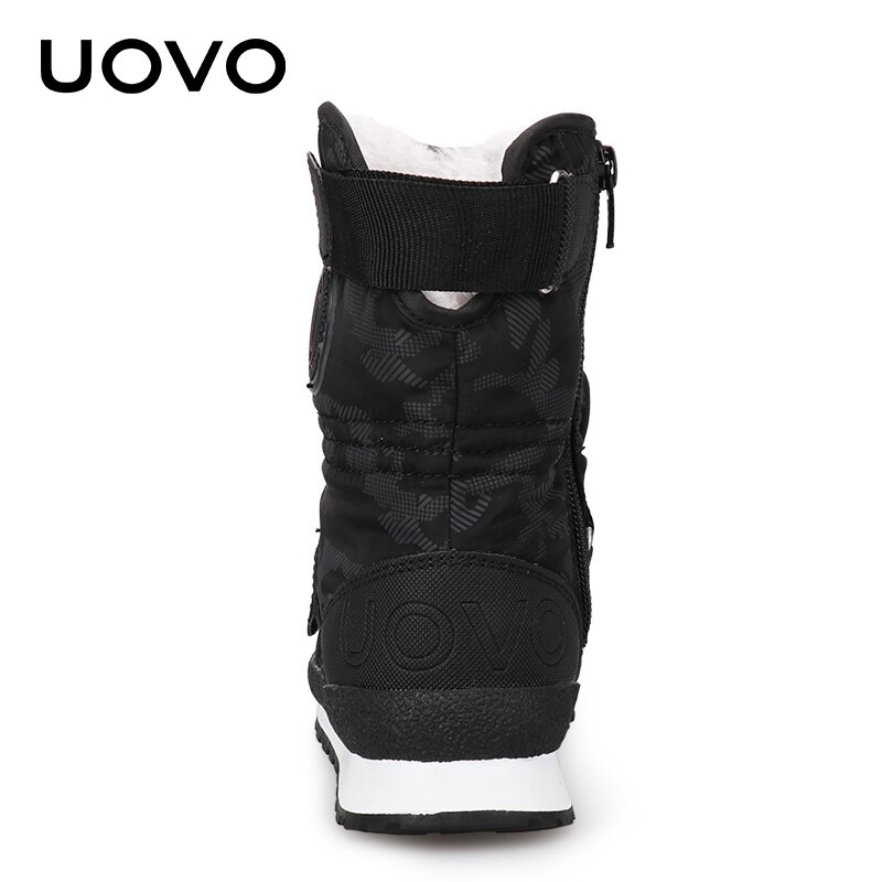 UOVO nouvelles bottes d'hiver pour enfants pour garçons et filles chaussures d'hiver chaudes mi-mollet chaussures pour enfants taille 30 #-38 #