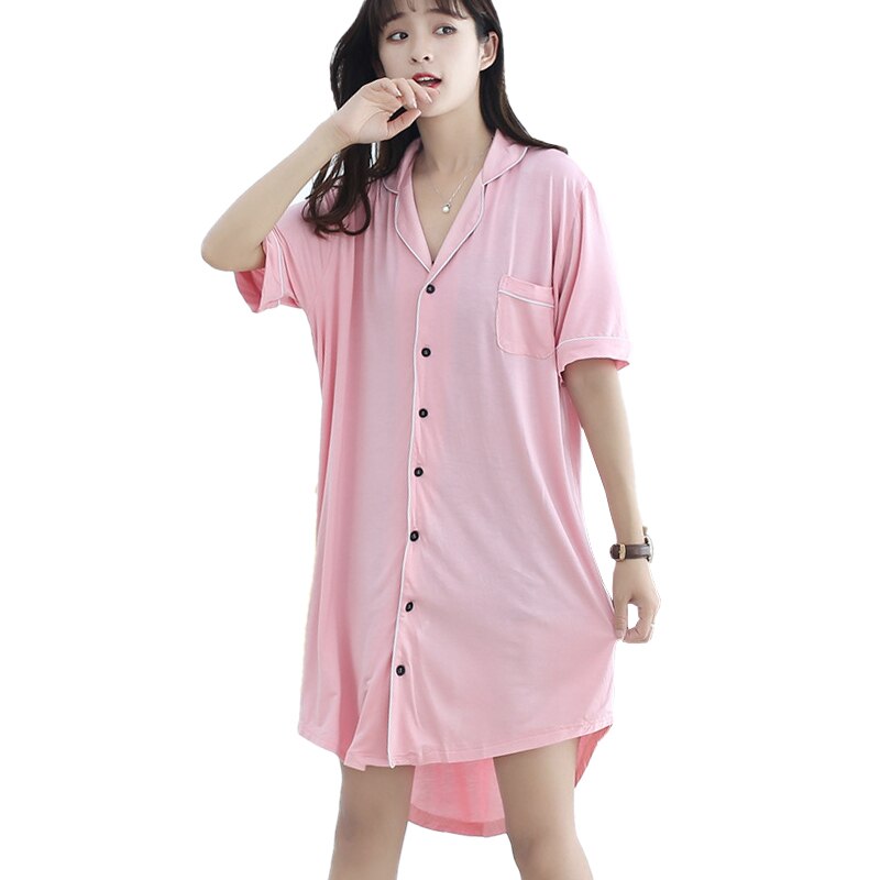 Petticoat Underskirt Women'S Short Sleeve Nightdress Pyjamas Worn Outside Homewear Modal Large Loose Fat Mm Cardigan Summer: S