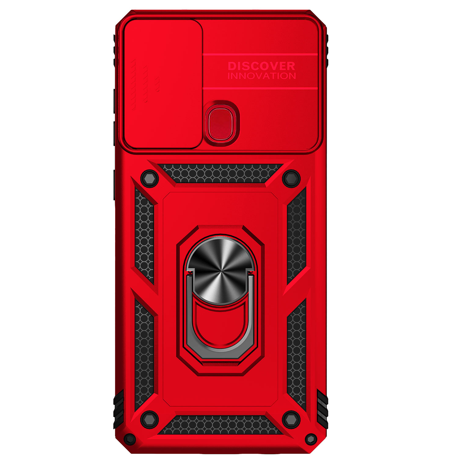 Ringstativcover til samsung  a21s , etui til galaxy  a21s , rustning, faldsikkert kamerabeskyttelses-telefoncover til samsung galaxy  a21s a21 s: Abs / Rød