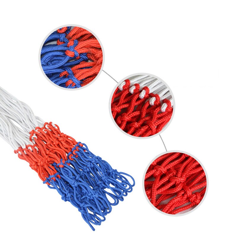 12 Hoop Durable Nylon Basketball Goal Hoop Net Standard Basketball Net Thread Sports White/Red/Blue Basketball Accessories