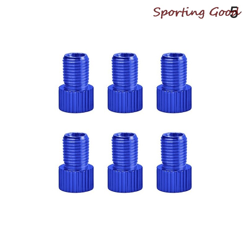 6 Pc Aluminum Bicycle Bike Valve PRESTA to SCHRADER Converter Car Valve Adapter: blue