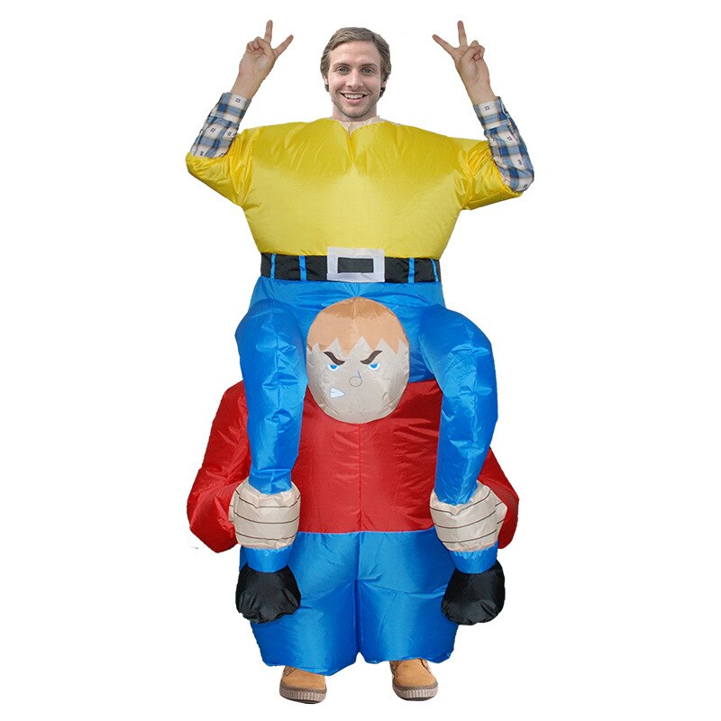 Halloween Adults Ride on Dwarf Inflatable Costumes Fancy Shoulder Carry Me Inflatable Clothing Performing Props Carnival Parties