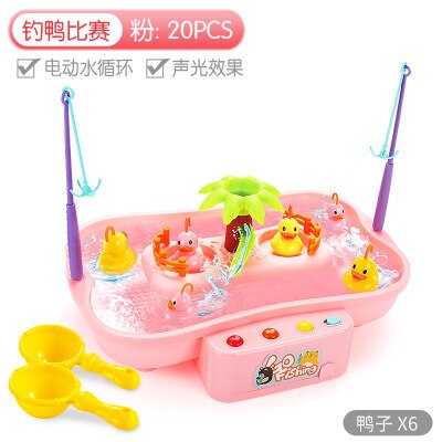 Vissen Speelgoed Set Voor Kinderen Water Cyclus Roterende Fish Game Plastic Ouder-kind Interactieve Kinderen Puzzel Speelgoed: Pink duck