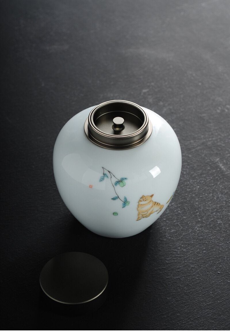 Luwu keramiske tebeholdere søde kat tebeholdere til opbevaring af te eller mad
