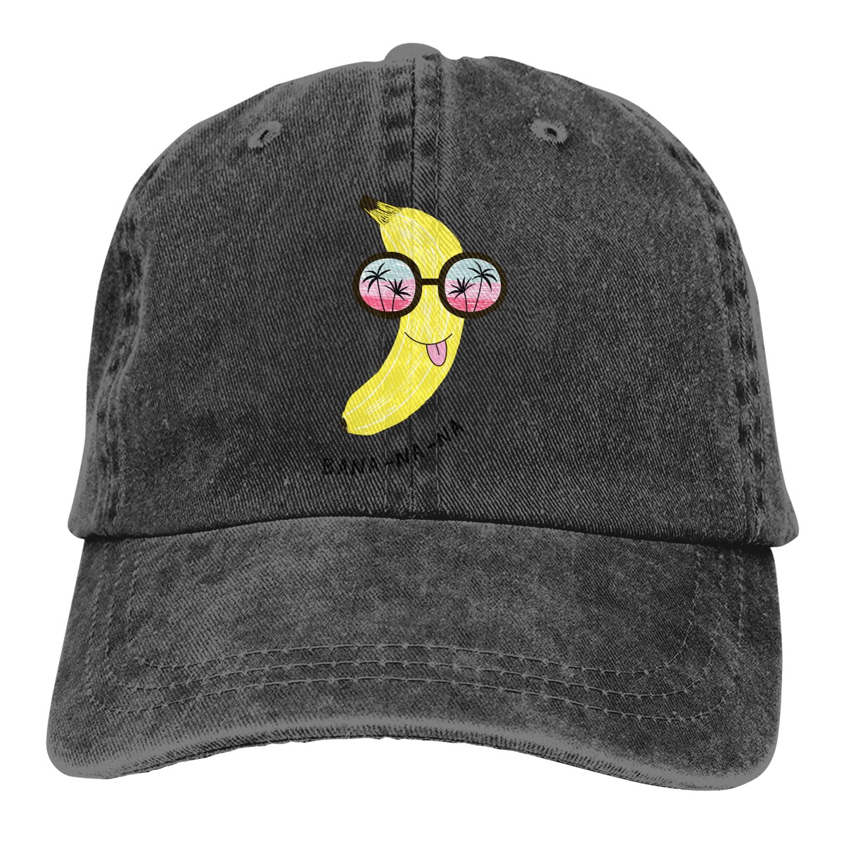 Lustige Banane in Sonnenbrille retro Baseball Kappe Cowboy-Hütte Ausgestattet Deckel Snapback Hütte für Männer Frauen Beiläufige Kappe Sonnenhut außen Kappe: Schwarz