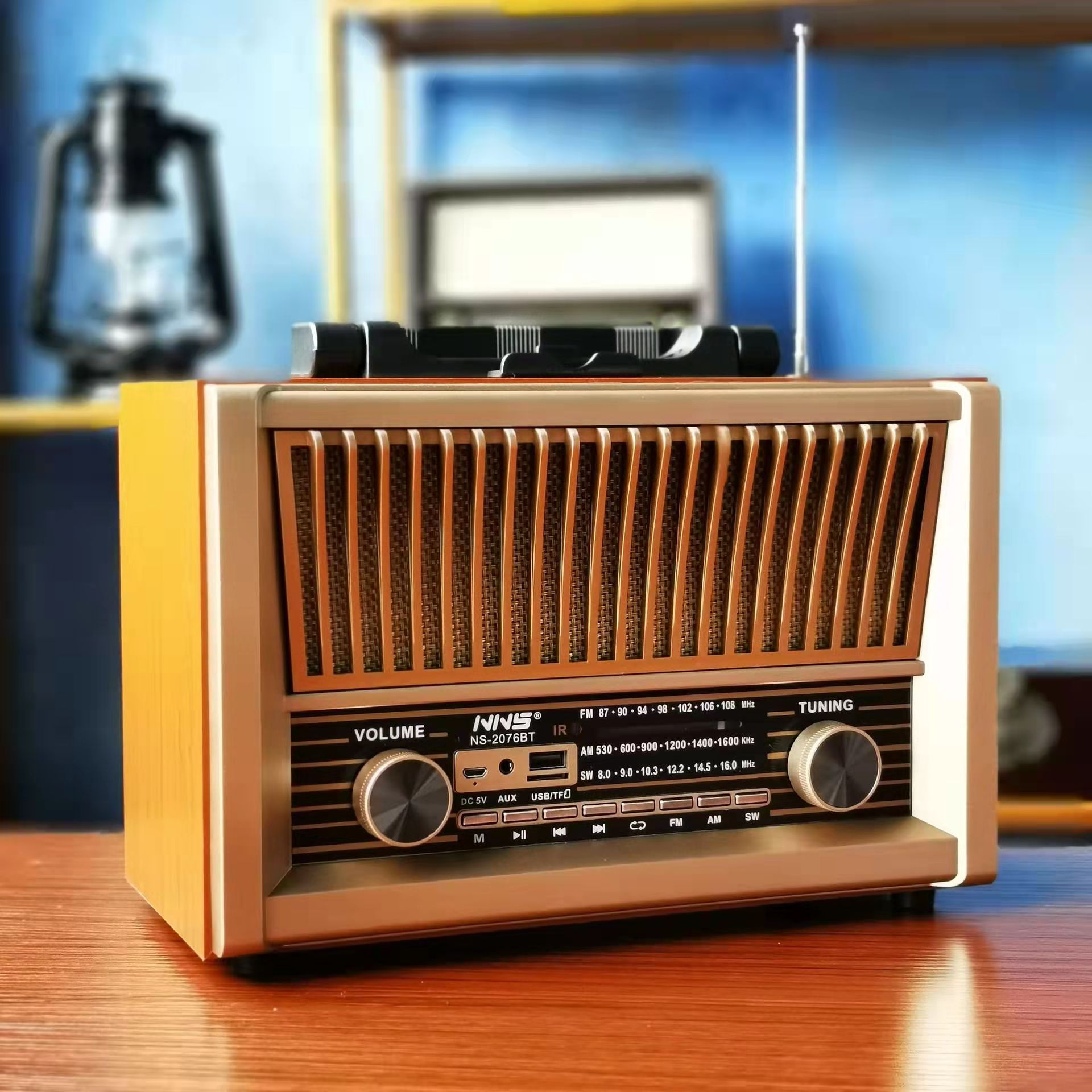 Hifi Stereo Vintage Houten Draadloze Bluetooth Radio Speaker Draagbare Home Fm/Am/Sw Radio Ouderen Tf Card U MP3 Speler: Yellow Wood