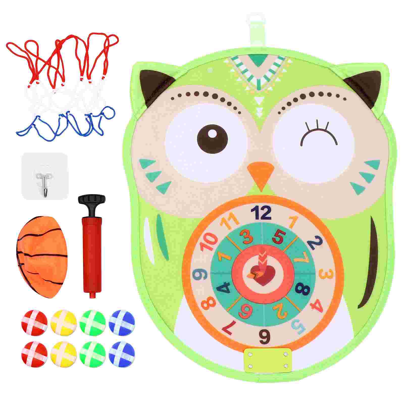 1 Set Double Sided Dart Board Game with Balls Owl Shaped Throw Darts Game: Default Title