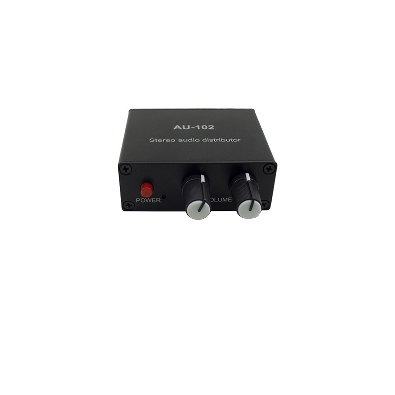 AU-102 1 Input 2 Output Stereo Music Audio Signal Pre-amplifier Amp Headphone Amplifier Board Gain 3.5MM Volume Control Tone