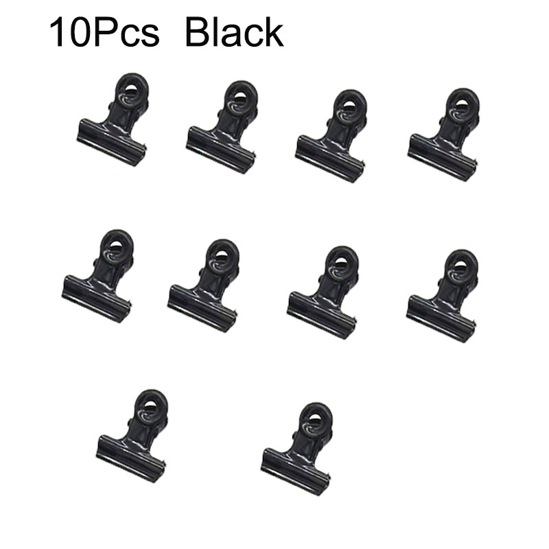 10Pcs Mini Bulldog Clips 22mm Metal Hinge Clips Stainless Steel Paper Binder Clamps For Tags Bags Shops Office Home Kitchen: DULL
