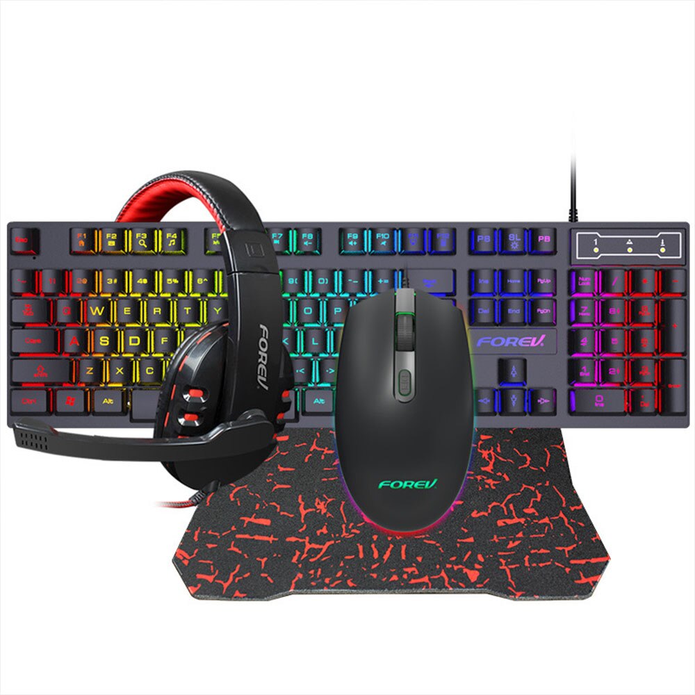 Gaming Keyboard Mouse Headset Set Mechanical Feel Game 104 Keys Keyboards 3200DPI Mice Headphone Combos for PC Gamer: Default Title