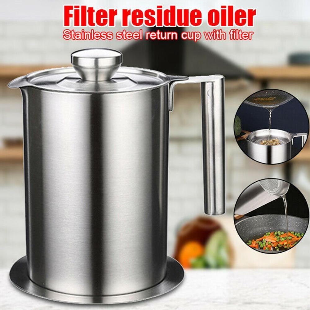 Oljefilter i rostfritt stål hushållshus med stor kapacitet dammsäker oljelagringstank med lock filter oljerester läckageoljebehållare
