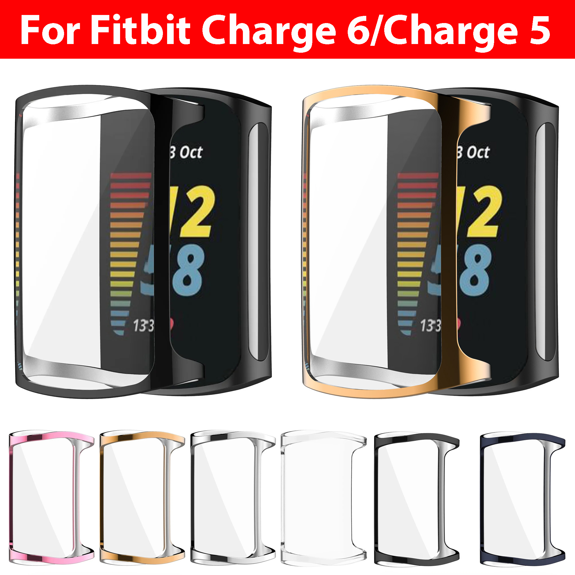 Skærmbeskytter til fitbit charge 6 etui tpu beskyttelsescover til fitbit charge 5 charge 6 skal beskyttelsesetui tilbehør