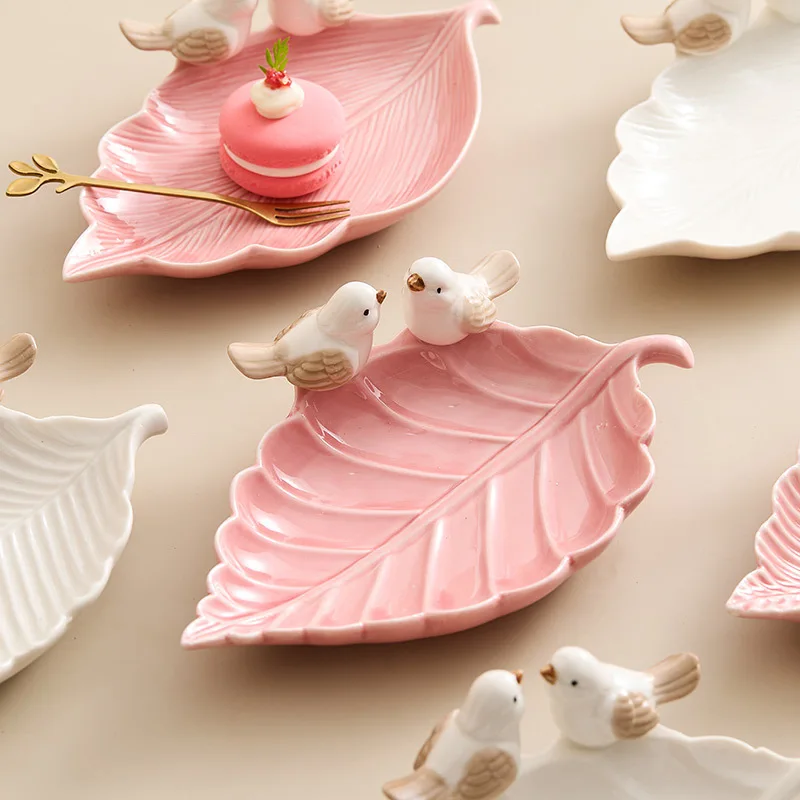 Nette Vogel Tablett Keramik Schmuck Lagerung Tabletts Kreative Regal Dim Sum Dessert Platte Wohnkultur Tee Tisch Desktop Dekoration Schüssel