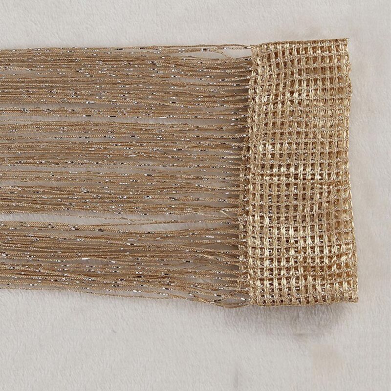 1x2 M Beaded String Curtain Door Curtain Beads Thread Curtains Window Wall Panel Room Doorway Home Living Room Wedding Decor: Champagne