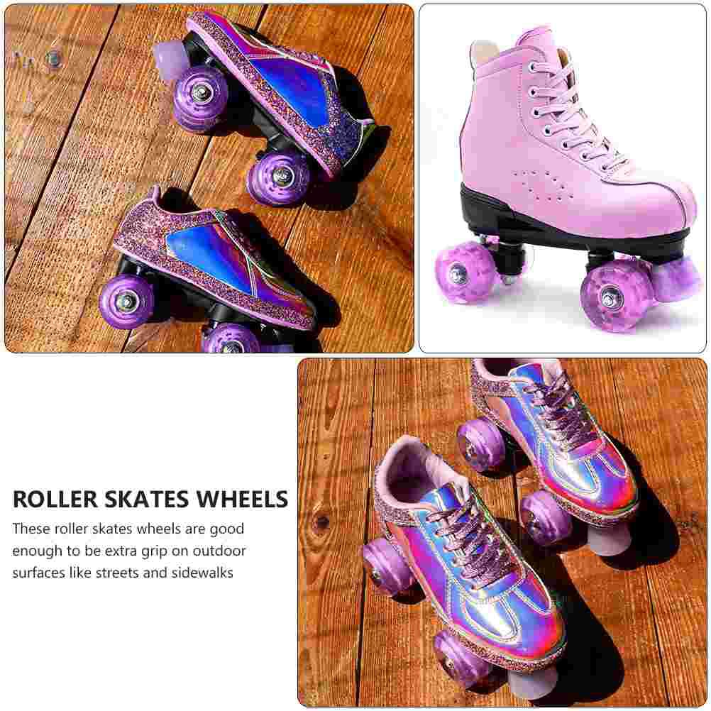 4Pcs Skating Glowing Wheels Ice Skates Wheels Double-row Roller Skates Wheels