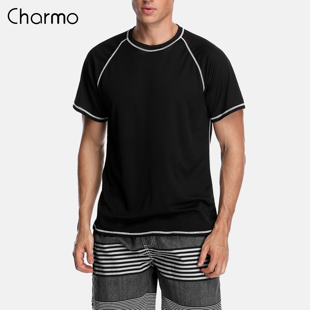 Charmo-camisa de buceo para hombre, camisa corta de ajuste seco, Top UPF 50 + transpirable, ropa de playa